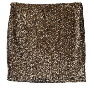 Decree Bronze Gold Sequin Bodycon Stretch Lined Mini Skirt Size Medium
